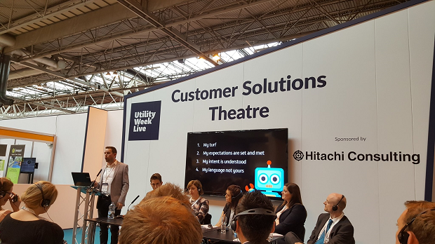 Photograph of Jonathan Seal speaking at Utility Week Live